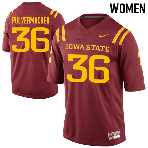 Iowa State Cyclones Women's #36 Chandler Pulvermacher Nike NCAA Authentic Cardinal College Stitched Football Jersey VV42B43HB